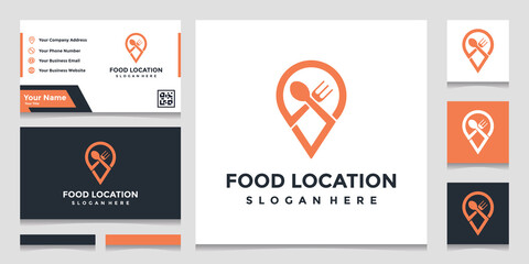 Naklejka na ściany i meble Food locations with logo markers for restaurants and business cards.