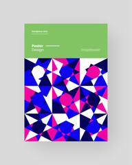 Fototapeta premium Abstract Placard, Poster, Flyer, Banner Design. Colorful illustration on vertical A4 format. Flat geometric shapes. Decorative ornament backdrop.