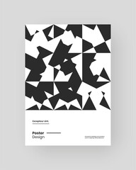 Fototapeta premium Abstract Placard, Poster, Flyer, Banner Design. Black and white illustration on vertical A4 format. Flat and geometric shapes. Decorative ornament backdrop.