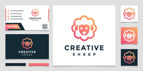 elegant sheep logo template with business card design
