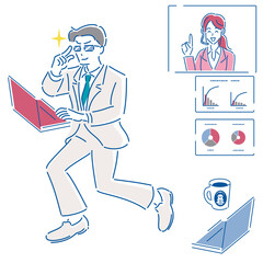 ビジネス　アクション　人物セット　イラスト