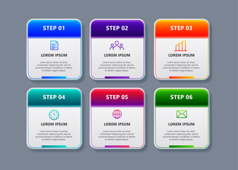 Template business infographic with 6 steps