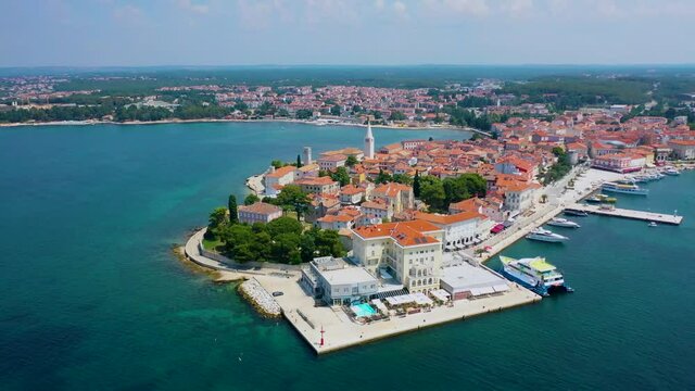 Aerial view of Croatian town Porec