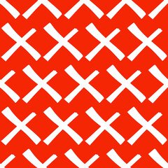 White Crosses And Orange Background. Vector Seamless Crosses Pattern.