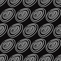 Round Shapes Pattern. White Circles In One And Black Background Pattern. Vector Barrel Rings.