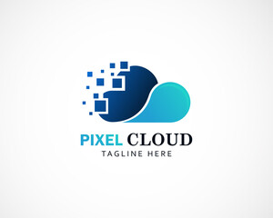 pixel cloud logo digital logo cloud creative vector technology