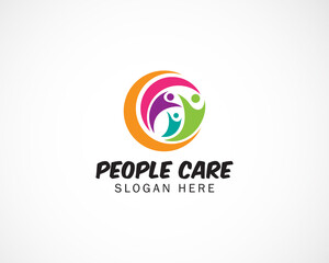 people care logo family logo connect people illustration vector