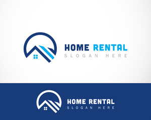 home rental logo building real estate line creative home