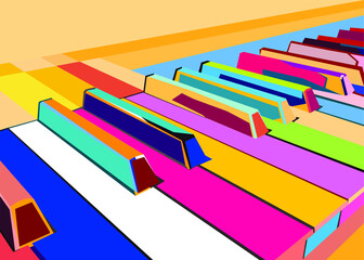 colorful pop art piano vector wpap, illustration, wall art decor wall art decor acrylic illustration © PDWN Creative