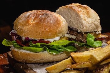 burger with fries copy space