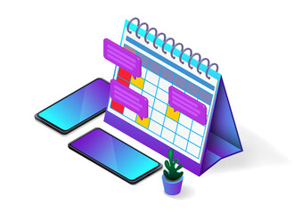 Concept isometric desk calendar