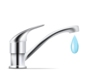 side view faucet with dripping water