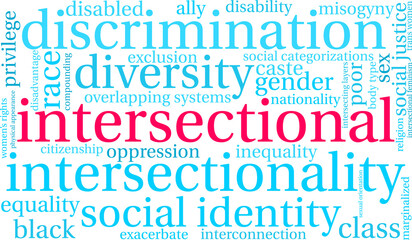 Intersectional Word Cloud on a white background. 