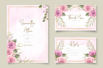 Elegant wedding invitation with hand drawn floral theme