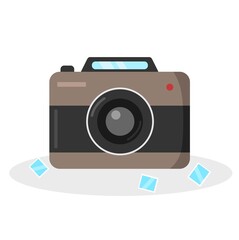 Vector illustration of a camera surrounded by photo, vacations and travel themes, perfect for travel and product advertisements