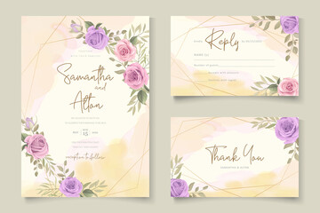 Elegant wedding invitation with hand drawn floral theme