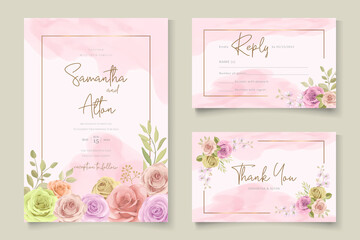 Fototapeta na wymiar Elegant wedding invitation with hand drawn floral theme