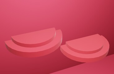 3d rendering pink pastel product stand on background