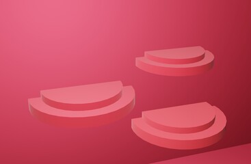 3d rendering of geometry three levels podium for a product stand