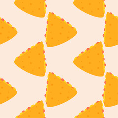 quesadilla flat design seamless pattern. Seamless pattern with leaves and vegetable. Vector illustration of art. Vintage background. Kitchen and restaurant design for fabrics, paper