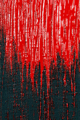 abstract creative background: red spots, strokes and splashes of colored primer when toning a black...