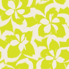 Yellow Floral Brush strokes Seamless Pattern Background