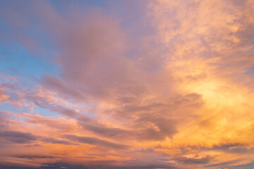 Naklejka na ściany i meble Sky with Clouds at Sunrise. Sunset Cloud Sky Background. Nature Background.
