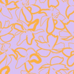 Purple Floral Brush strokes Seamless Pattern Background