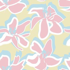 Pastel Floral Brush strokes Seamless Pattern Background