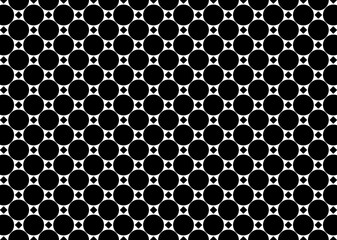 Patrón de círculos negros enlazados sobre fondo blanco