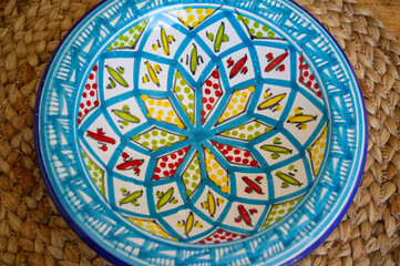 Beautiful colorful and traditional dish plates, Tunisia in Africa