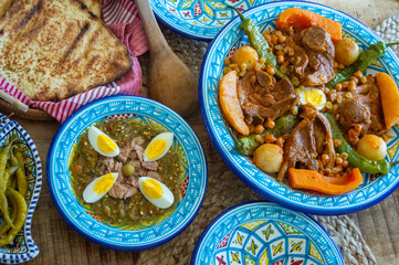 Couscous tunisien a l'agneau et Salade Grillée Ou Slata Méchouia