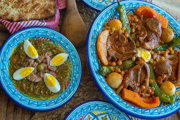 Couscous tunisien a l'agneau et Salade Grillée Ou Slata Méchouia