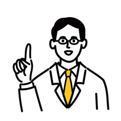 医師　医者　男性　ポップ　提案　医療　人差し指
