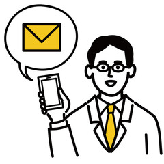 医師　医者　男性　ポップ　メール　スマホ
