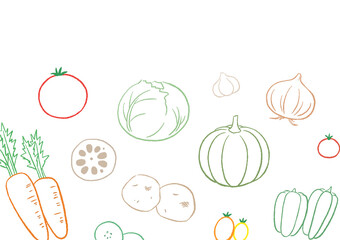 優しい野菜のイラストセット [ 線画 / カラー ]