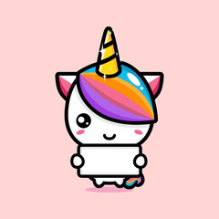 cute unicorn cartoon vector design holding white paper for text