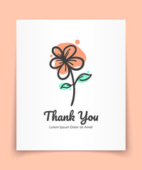 Thank You Card with Rose Flower