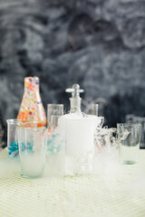 Test-tubes with chemical reagent. Laboratory glassware.  Chemical  Laboratory 