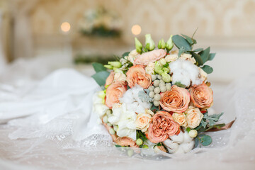 Gentle Bride's bouquet with rose flowers