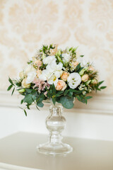 Gentle Bride's bouquet with rose flowers