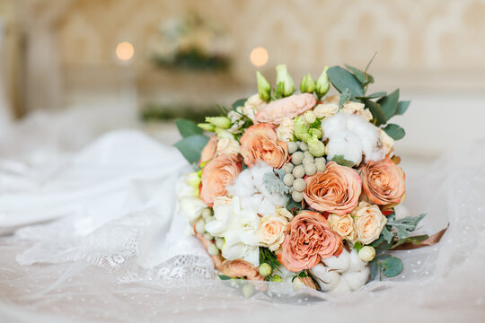 Gentle Bride's bouquet with rose flowers