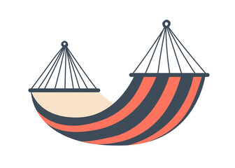 hammock on a white background. tool for summer holidays, relaxation, swing, sleep, rest. vector illustration in cartoon style.