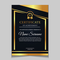 Naklejka na ściany i meble Certificate of achievement border design templates with elements of luxury gold badges and modern line patterns. vector graphic print layout can use For award, appreciation, education