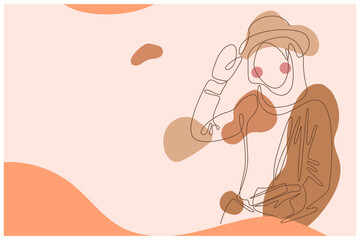 Women In Hijab Fashion Background Vector