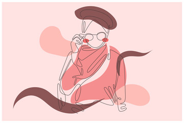 Women In Hijab Fashion Background Vector