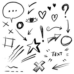 hand drawn set of abstract doodle elements. use for concept design. isolated on white background. vector illustration