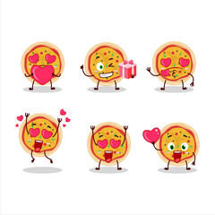 Greek pizza cartoon character with love cute emoticon