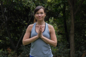 Woman on yoga practice in the nature 