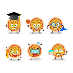 School student of greek pizza cartoon character with various expressions